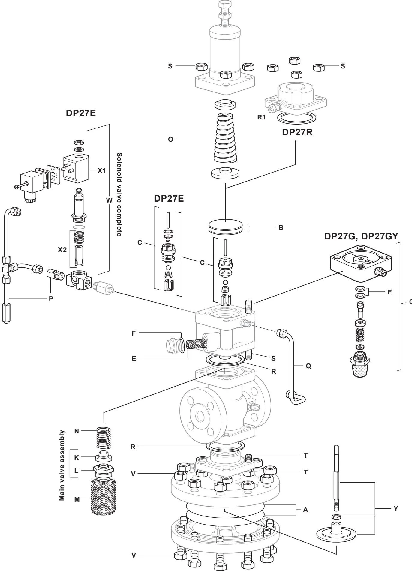 Spirax Sarco DP27 Screwed spare parts exploded view