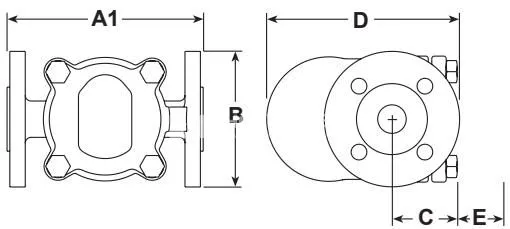 Spirax Sarco FTS14 Bridas plano dimensional para DN25
