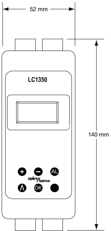Spirax Sarco LC1350 enclosure dimensions and mounting layout