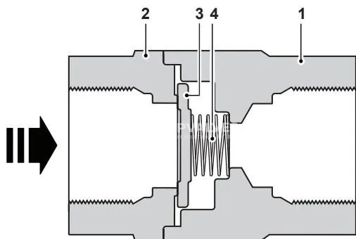 Spirax Sarco DCV41 sectional assembly showing body seat disc and spring components