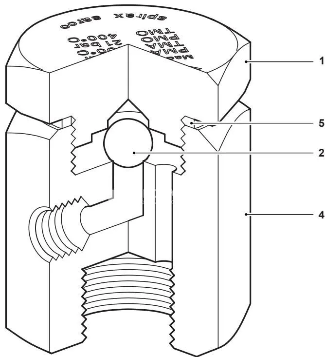 Spirax Sarco VB21 vacuum breaker materials and cutaway diagram