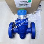 Spirax Sarco BRV2S DN20 PN25 verde con conexión bridada, vista frontal y embalaje