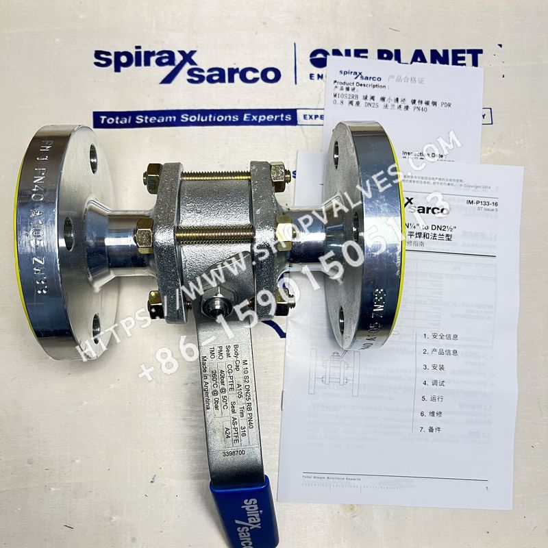 Válvula de bola con brida Spirax Sarco DN25 M10S2 RB Lado frontal