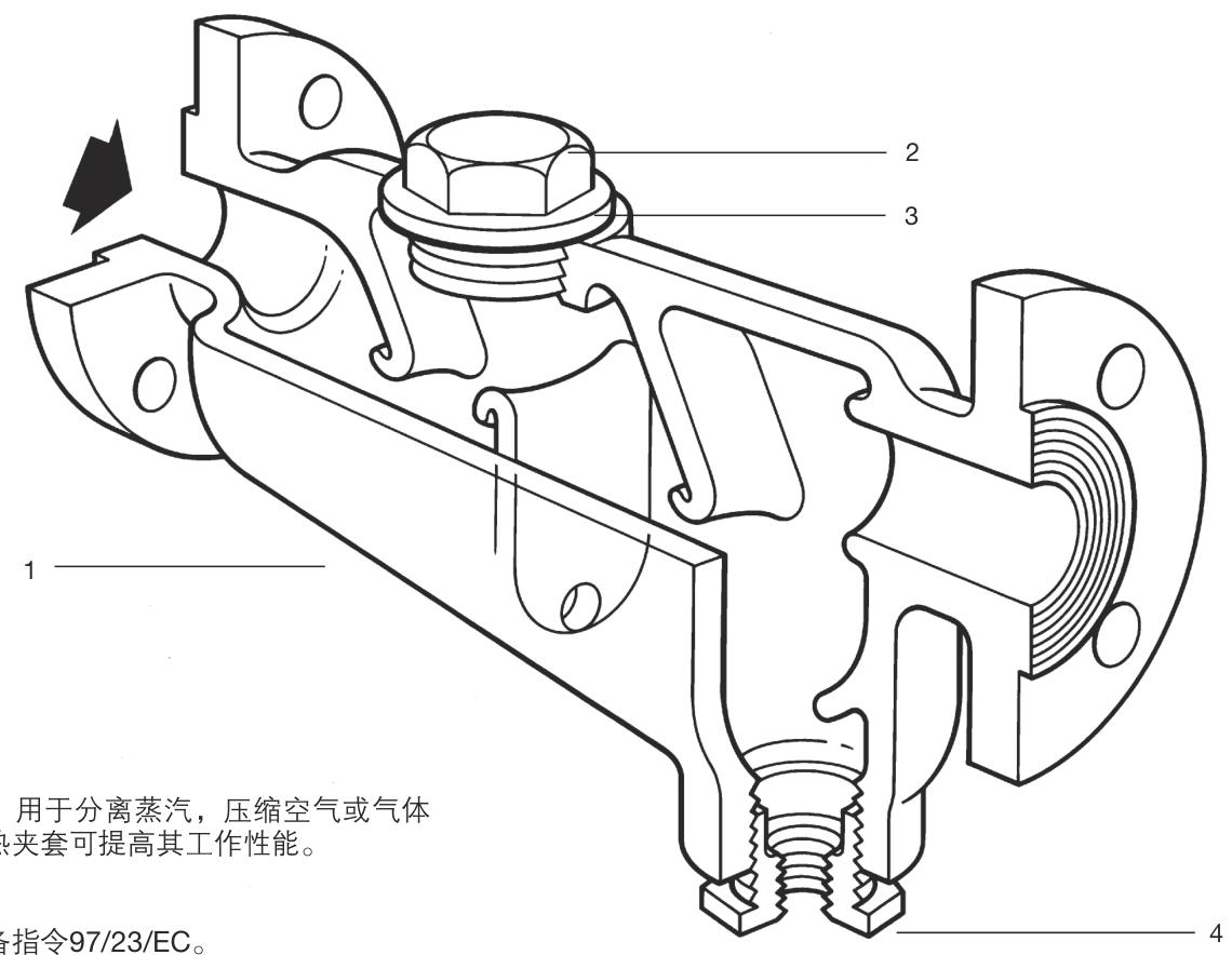 Структурный чертеж сепаратора из ковкого чугуна Спиракс Сарко (Spirax Sarco) S13