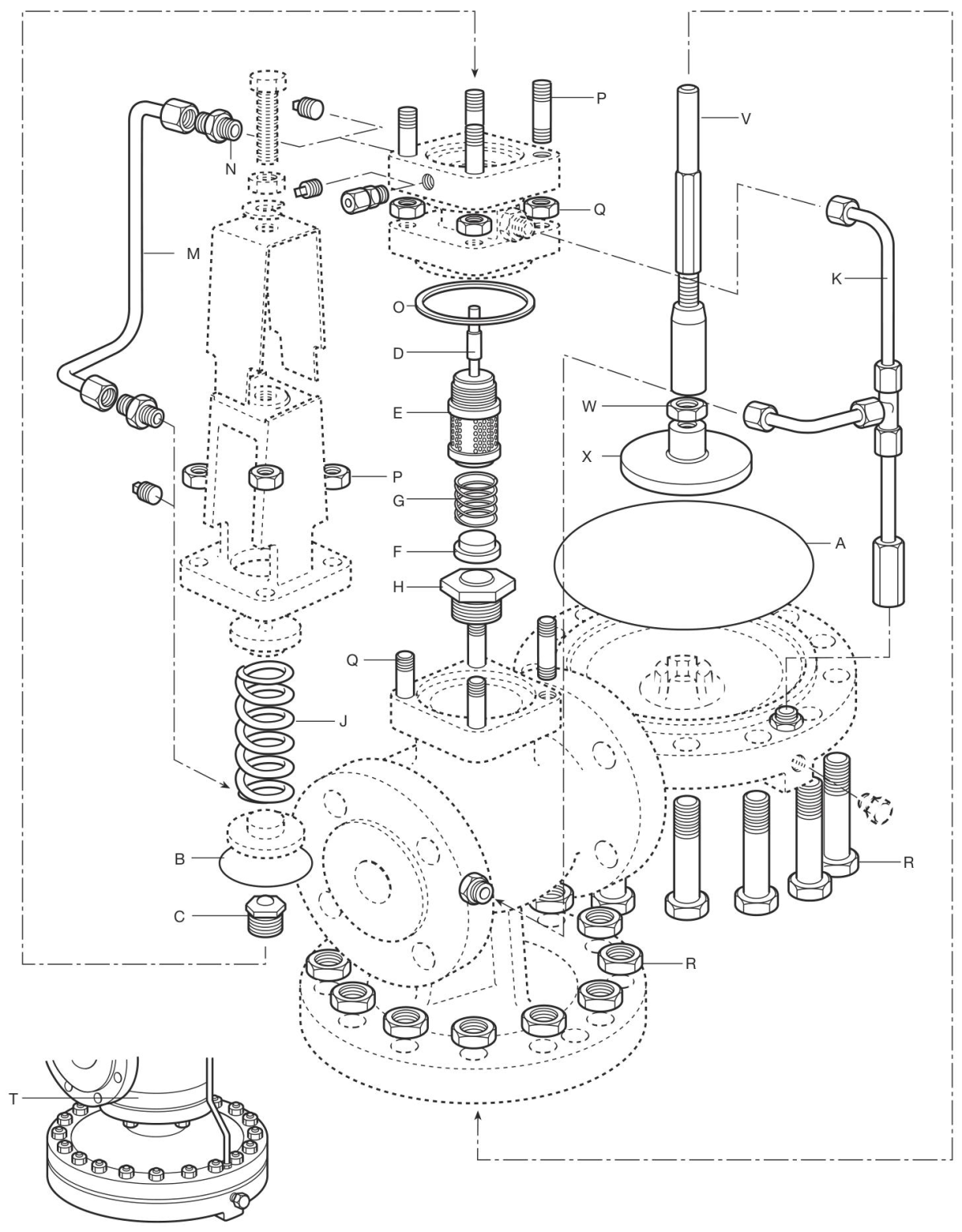 Spirax Sarco DP143/DP143G/DP143H Válvula reductora de presión accionada por piloto, cuerpo de acero moldeado, PN40 - Esquema