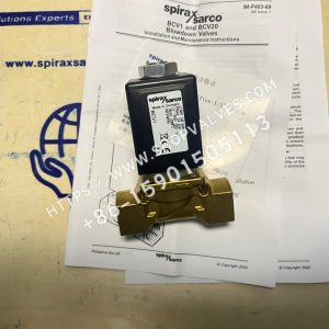 Spirax Sarco BCV1 1/2 "BSP 230V Válvula Solenoide de Drenaje Frontal y Placa de Características