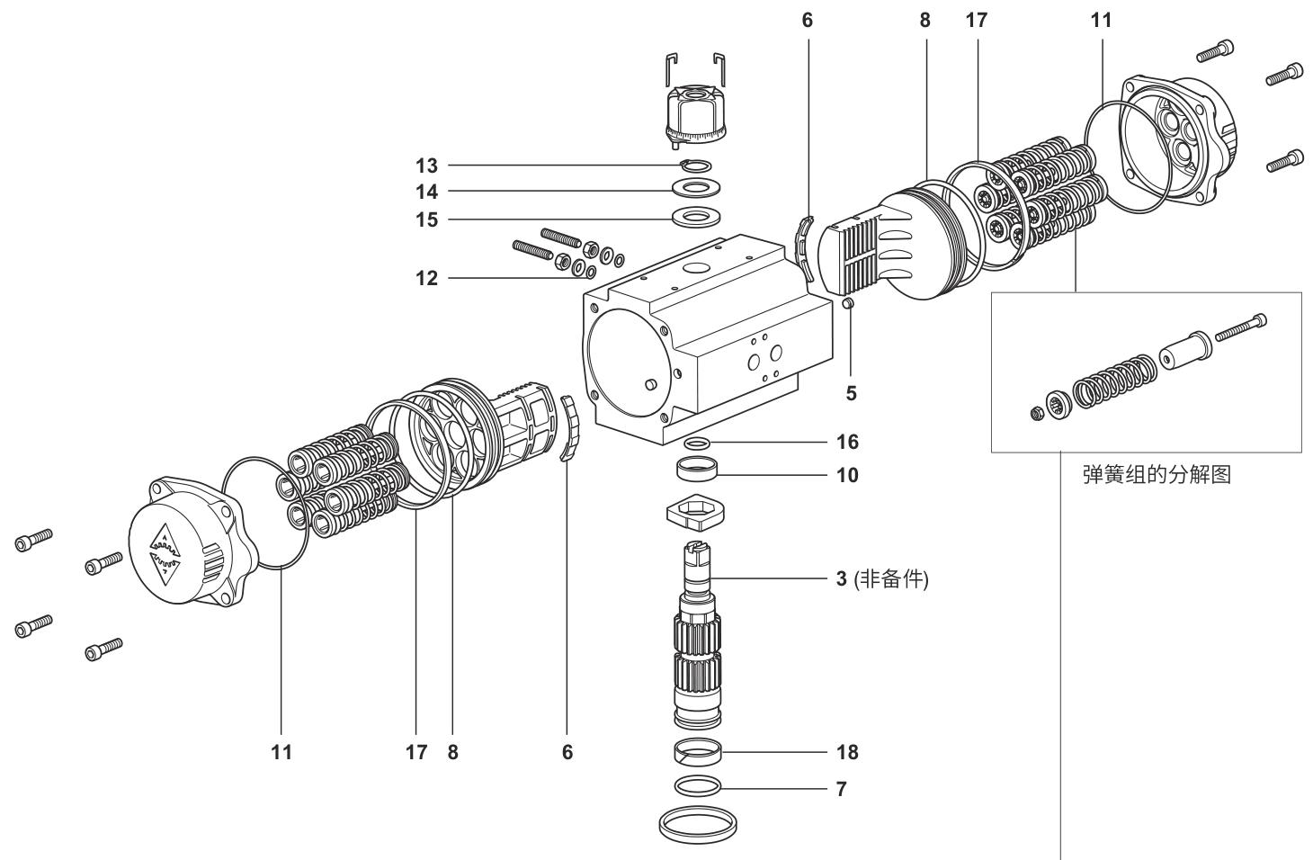 斯派莎克 Spirax Sarco BVA300系列气动执行器 - 结构图