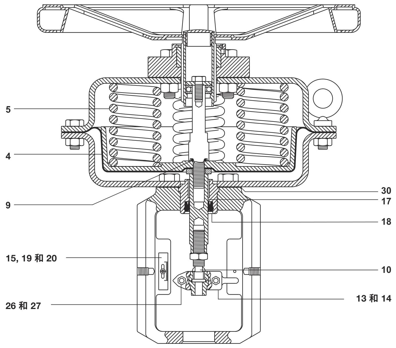 Spirax Sarco PN9000 Serie Actuador Construcción Dibujo